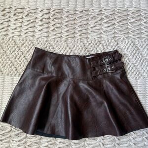 WeWoreWhat Dark Brown Leather Mini Skirt